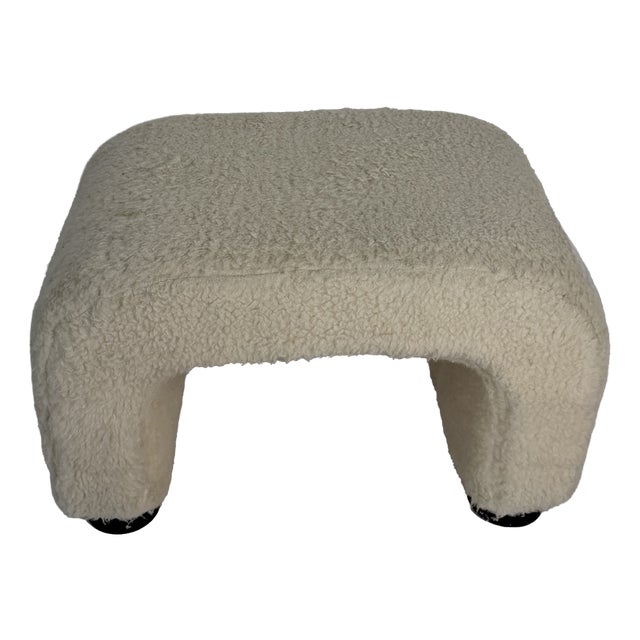 Vintage Scandinavian Bouclé Ottoman, 1980s For Sale