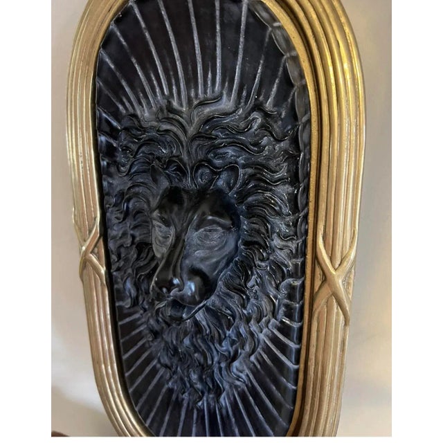 1990s Pair Chapman 1991 Solid Brass Neoclassical Ebony Lions Head Wall Sconces For Sale - Image 5 of 13