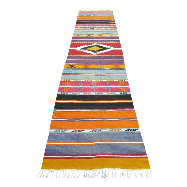 1960s Vintage Turkish Handknotted Runner Rug - 23"x99" For Sale