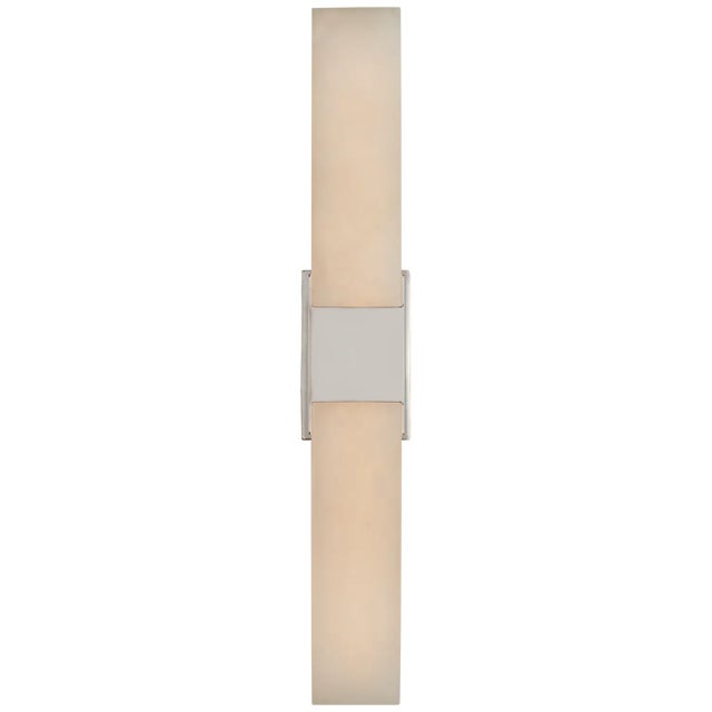 Kelly Wearstler for Visual Comfort Signature Covet Double Box Sconce in Polished Nickel with Alabaster For Sale