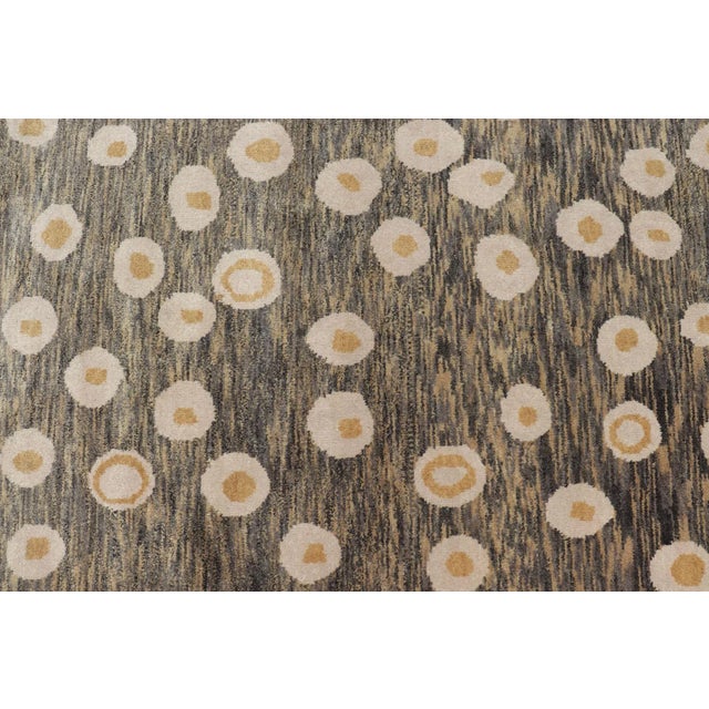 2020s Modern Rug With Abstract Design in Shades of Green-Brown, Cream and Yellow For Sale - Image 5 of 9