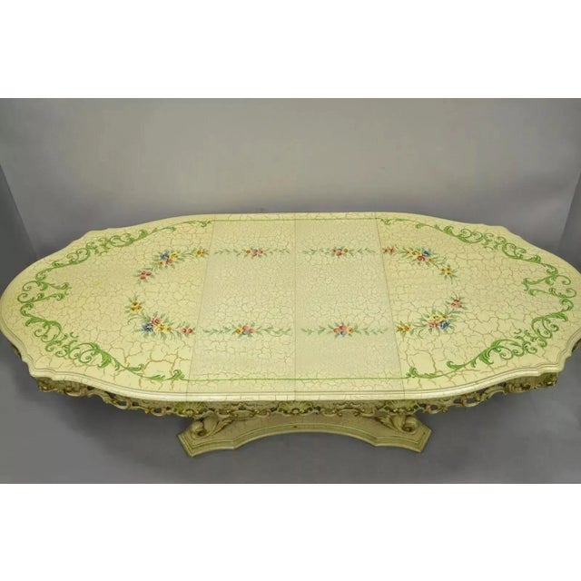 Gold Mid 20th Century Silik Style Italian Baroque Rococo Dining Room Set by John Turano & Sons - 7 Pcs For Sale - Image 8 of 12