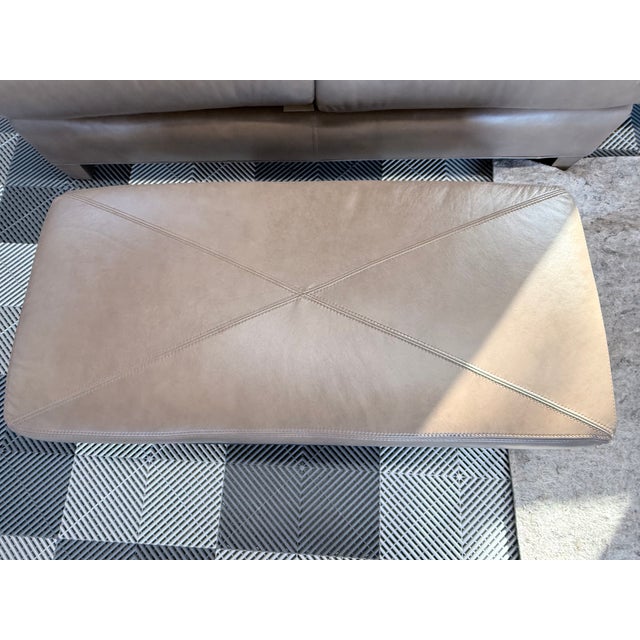 Lee Industries Leather Ottoman Noble Bark Hammered Metal Base 62 lbs