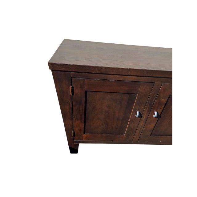 Vintage Ethan Allen Horizons Buffet Sideboard Dark Walnut Buffet Console Cabinet For Sale - Image 14 of 18