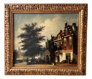 Nijland, Dutch Street Scene, Oil Painting, Framed