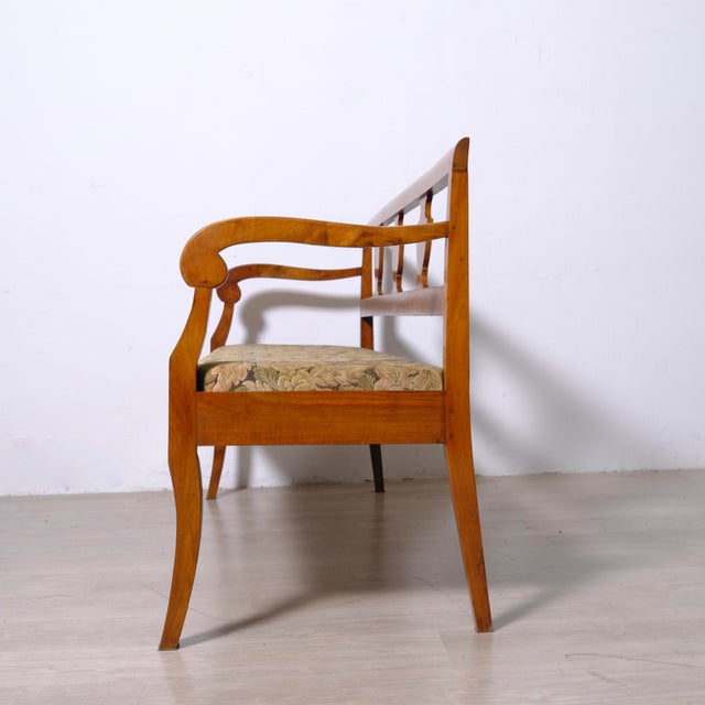 Directoire Walnut and Floral Fabric Bench, Italy, 1900s For Sale - Image 10 of 18