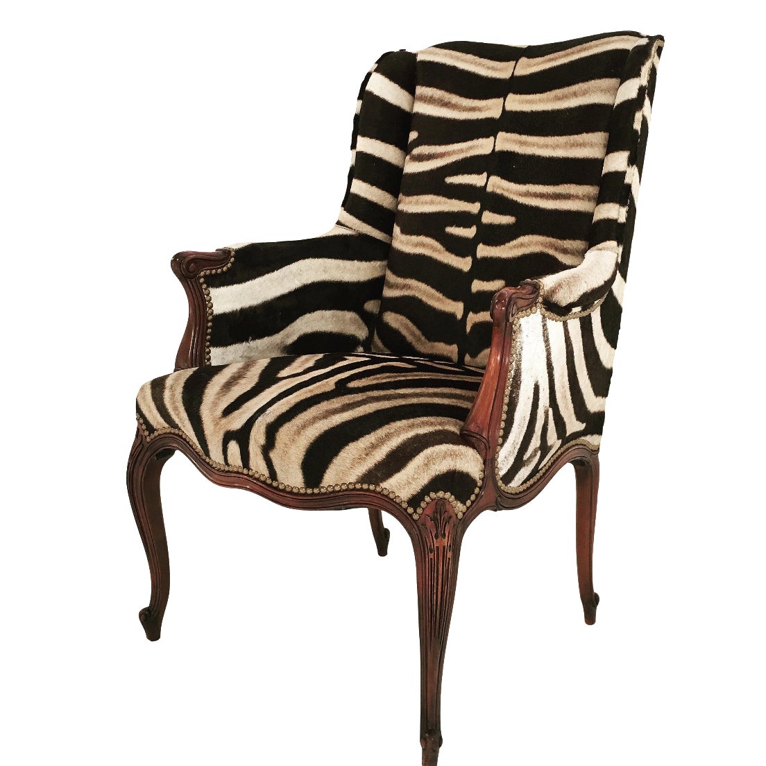 Vintage English Zebra Wingback Chair Chairish