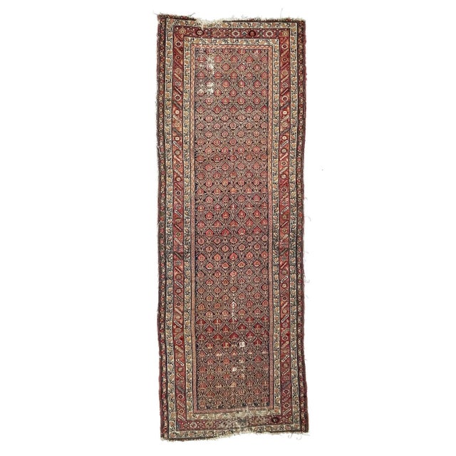 1930s Distressed Tight-Patterned Runner Rug , 5.4 x 14.10 For Sale - Image 11 of 11