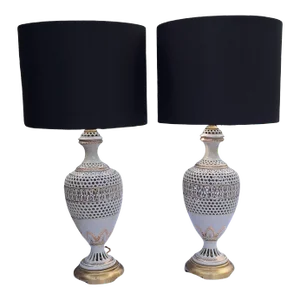 Vintage Lenox Style Lamps - A Pair