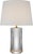 Transitional Julie Neill by Visual Comfort Signature Figlia 27" Cordless V-Cut Round Table Lamp in Crystal with Linen Shade For Sale - Image 3 of 3