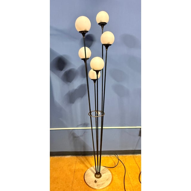 Vintage Sapling Floor Lamp in Opaline Glass and Brass, 1960s For Sale - Image 10 of 10