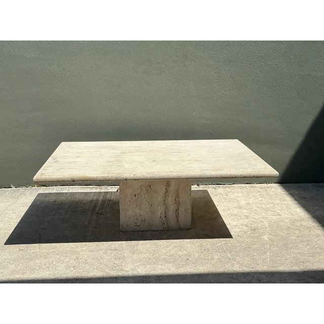 Beige Vintage Italian Travertine Coffee Table For Sale - Image 8 of 12