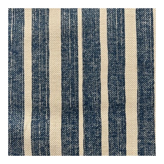 Fermoie English Denim Blue York Stripe Cotton Fabric- 6 Yards For Sale
