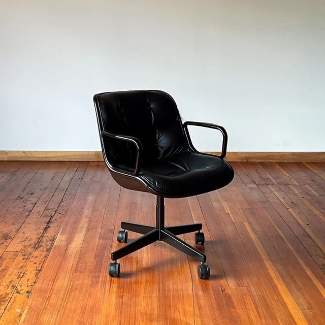Charles Pollock Executive Chair (1963) Black Leather Set of 8 For Sale In Portland, OR - Image 6 of 12