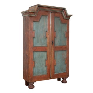 Early 19th Century Swedish Painted Pine Cabinet Armoire For Sale