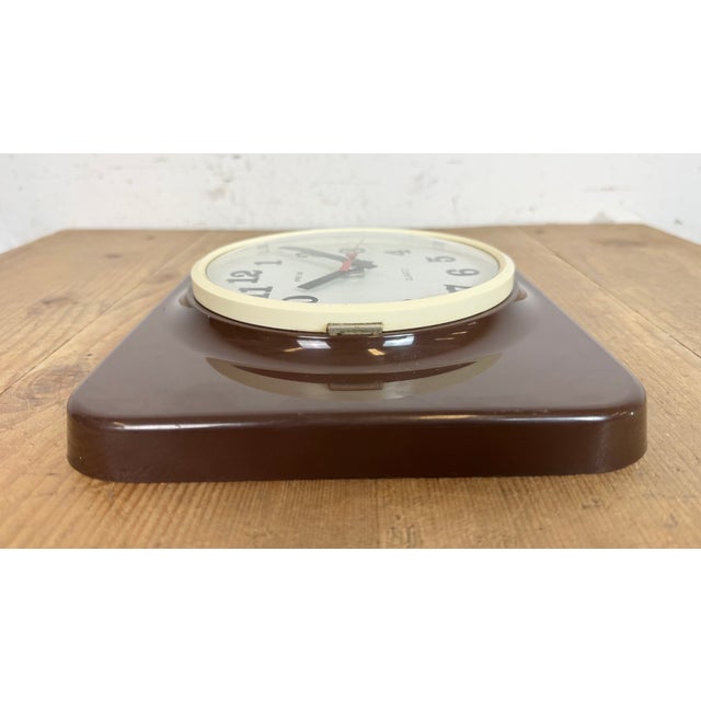 Vintage Brown Plastic Wall Clock from Prim, 1970s For Sale - Image 13 of 17