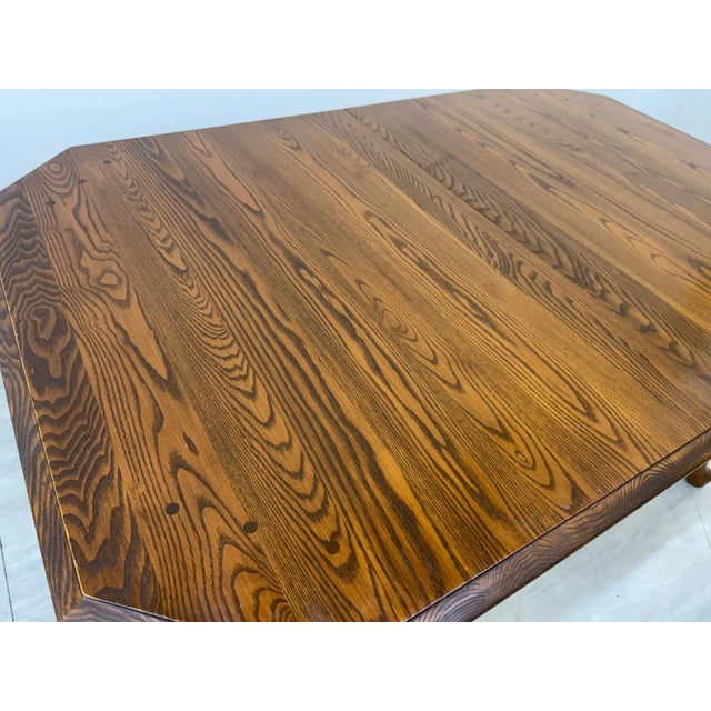 1980s Nichols & Stone Solid Oak Dining Table With 2-Extensions ~ Seats 10 For Sale - Image 5 of 8