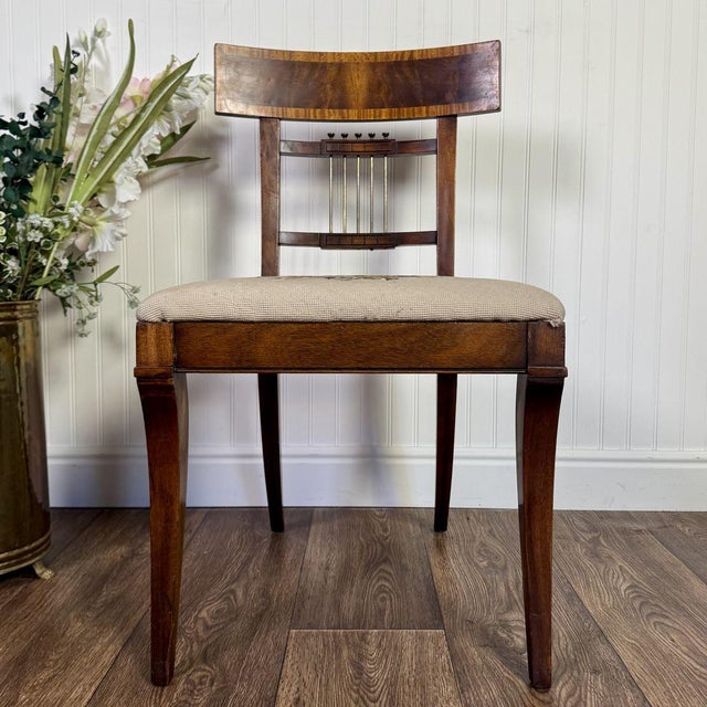 Neoclassical Vintage Neoclassical Needlepoint Splat-Back Chair For Sale - Image 3 of 11