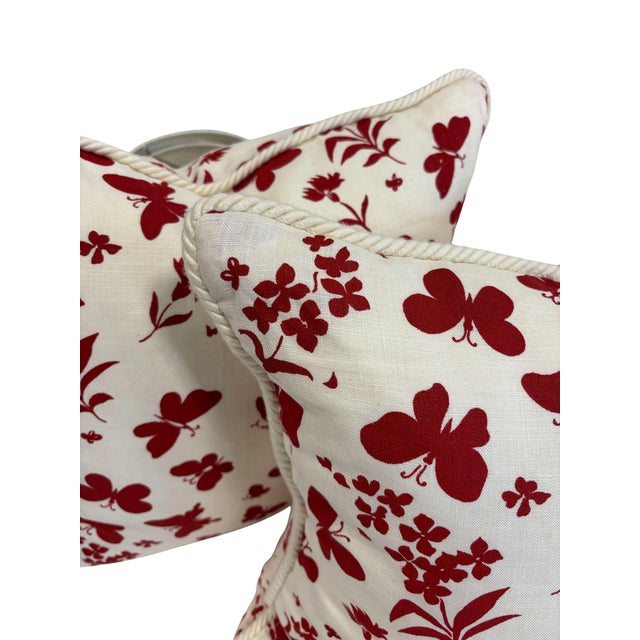 English Pair of Tillett Textiles Butterfly Print Pillows. For Sale - Image 3 of 5