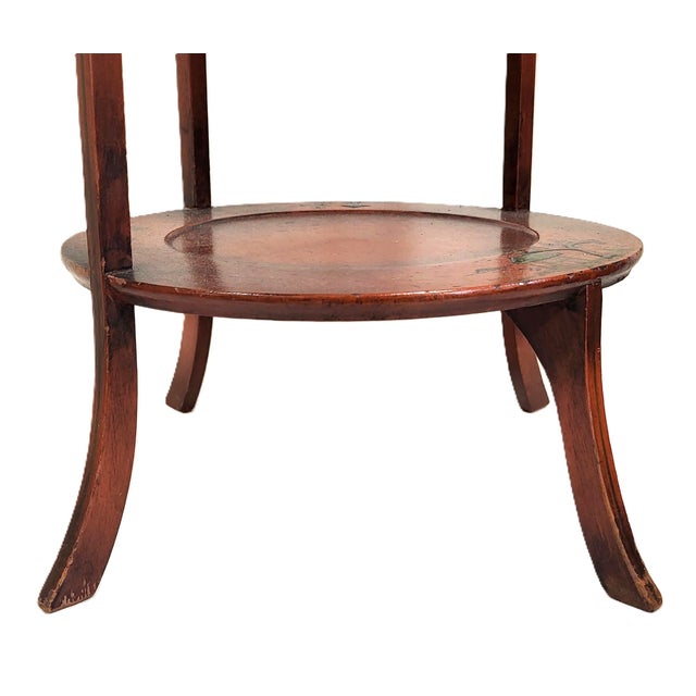 Antique English Asian Style Red & Chinoiserie Painted Muffin Stand Etegere Table For Sale - Image 14 of 14