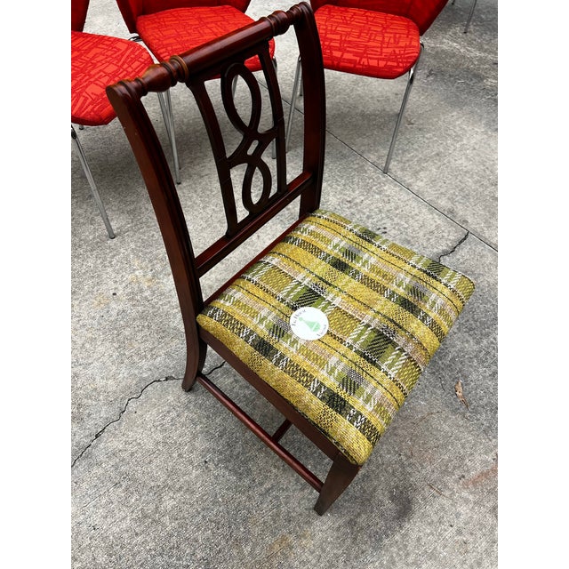 Green 1970s Wooden Accent Chair With Green Plaid Cushion For Sale - Image 8 of 12