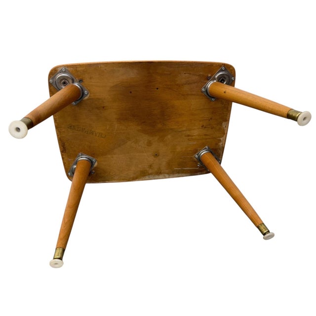 Mid-Century Modern Heywood Wakefield Champagne Upholstered Stool For Sale In Philadelphia - Image 6 of 7