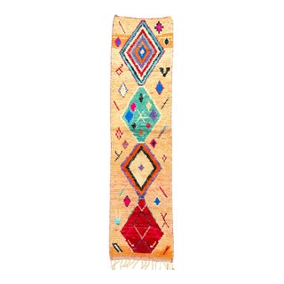 Hand Knotted Vintage Moroccan Berber Diamond Rug Runner For Sale