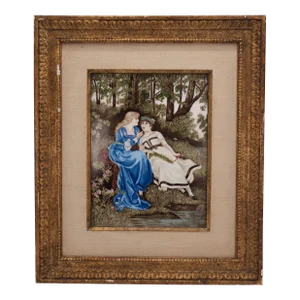 Kpm 1891 "Waldeszauber" Hand Painted Porcelain Plaque Artist Hand Signed Original Matted Frame