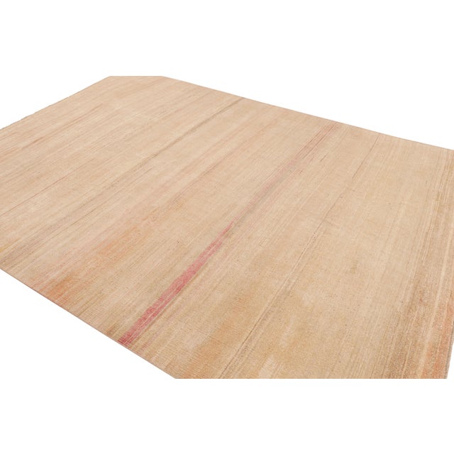 Rug & Kilim Rug & Kilim’s Textural Rug in Peach Tones and Striae For Sale - Image 4 of 9
