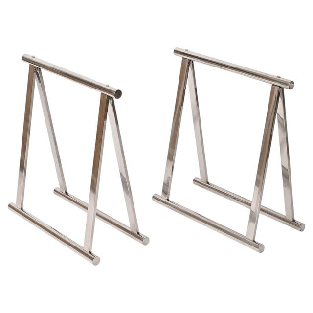 Mid-Century Modern Italian Chromed Steel Trestles by Milo Baughman, 1970s, Set of 2 For Sale - Image 13 of 13