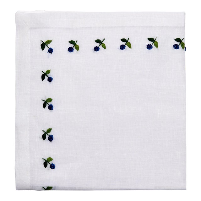 Deborah Rhodes French Mum Napkins, Oxford, Set of 4 For Sale