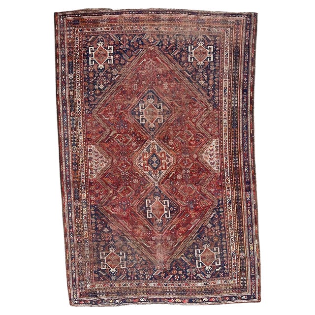 19th Century Shiraz Rug, 1890s For Sale