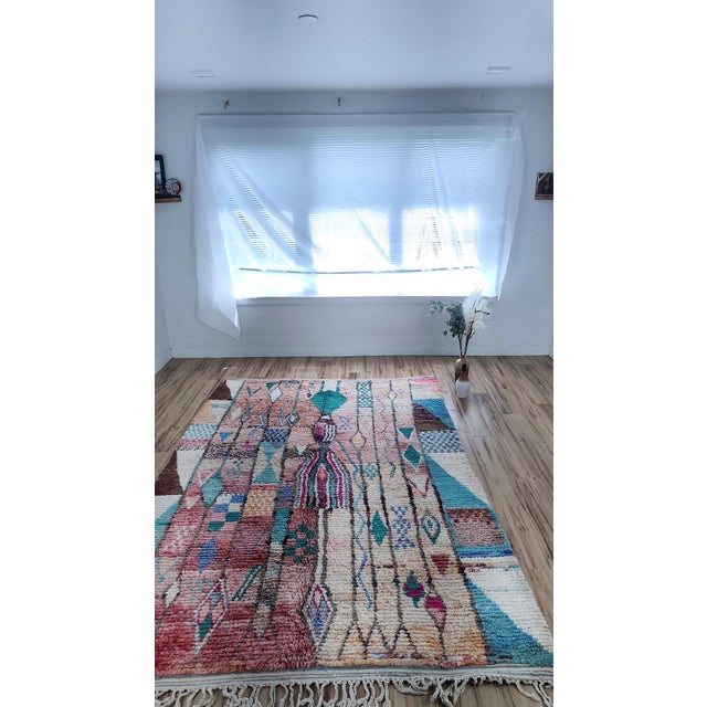 Contemporary Rose Clay Patchwork Wool Moroccan Rug For Sale - Image 16 of 18