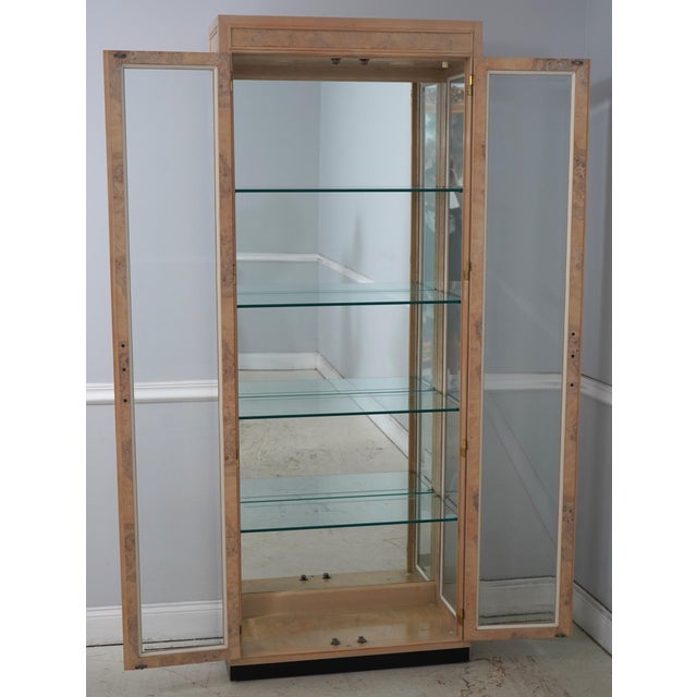 Campaign Drexel Heritage Burl Ash Campaign Curio Cabinet For Sale - Image 3 of 15