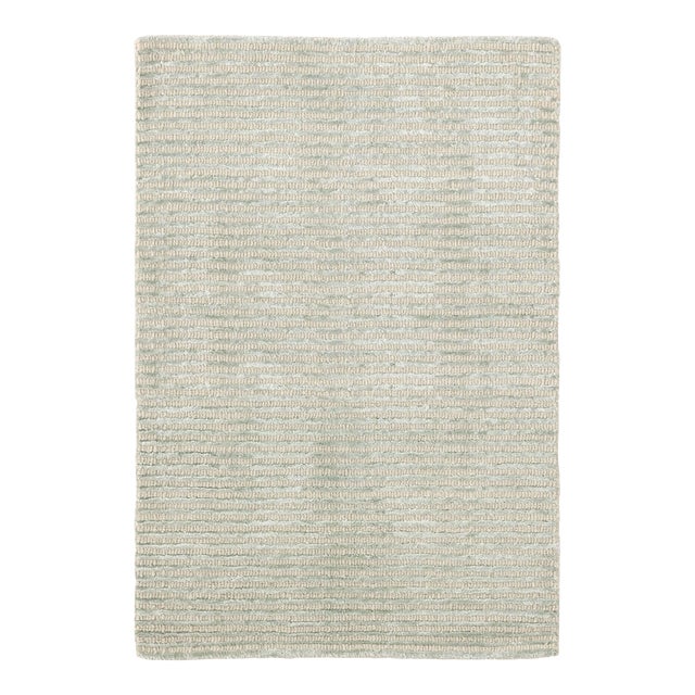 Dash & Albert by Annie Selke Cut Stripe Ocean Hand Knotted Viscose/Wool Rug, 3' x 5' For Sale