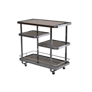 Milo Baughman Mid Century Modern Chrome & Glass Bar Cart For Sale