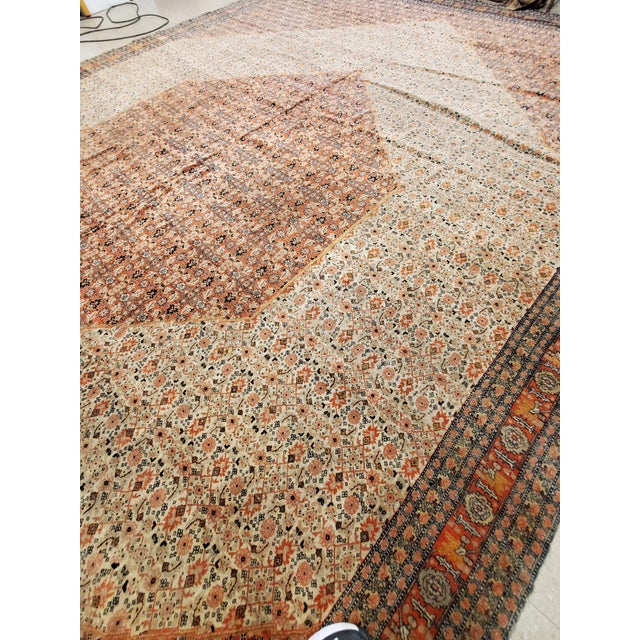 Brown Antique Tabriz Carpet, Hadji Jalili Persian Rug, Earth Tones, Ivory, Rust, Navy For Sale - Image 8 of 18