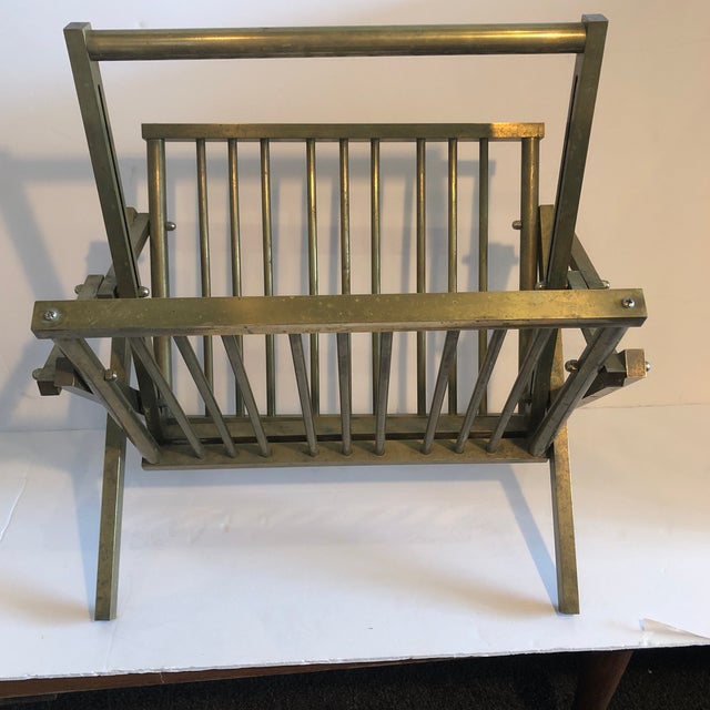 Metal 1980s Hollywood Regency Brass Folding Magazine Rack For Sale - Image 7 of 7