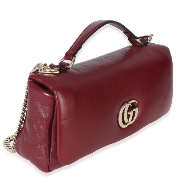 Contemporary Red Lambskin GG Milano Small Top Handle Shoulder Bag For Sale - Image 3 of 8