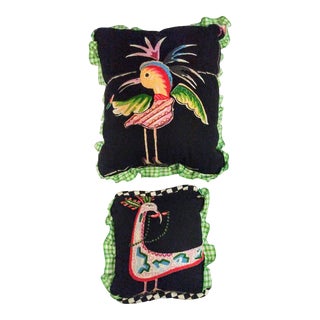 Fanciful Birds Pillows- Set of 2 For Sale