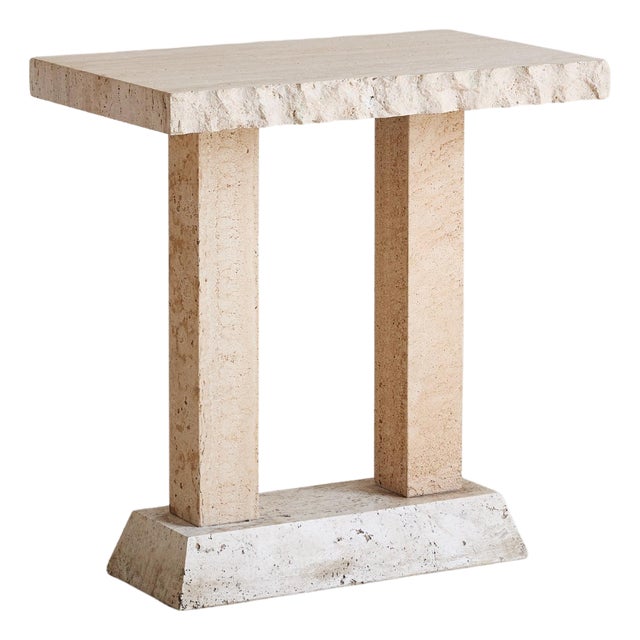 Petite Italian Travertine Console Table, 1970s - 2 Available For Sale