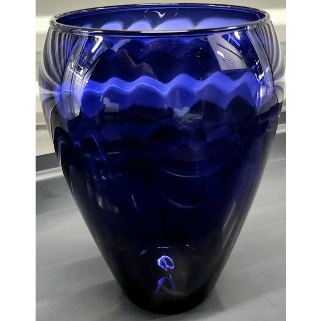 Hand Blown Vintage UltraMarine Fine Glass Vase For Sale In Los Angeles - Image 6 of 7