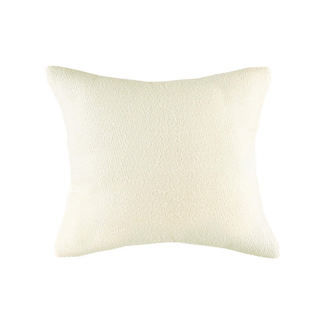 Creamy White Chevron Square Alpaca Pillow For Sale - Image 4 of 4