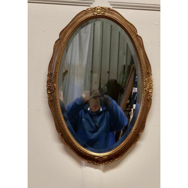 Art Deco Oval Gilt Wall Mirror, 1920 For Sale - Image 4 of 8