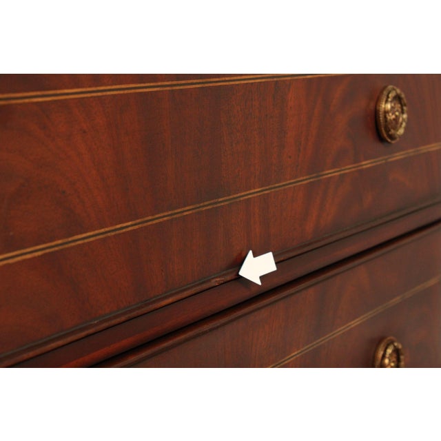 Edwardian Style Custom Mahogany Inlaid High Chest Of Drawers For Sale - Image 15 of 18