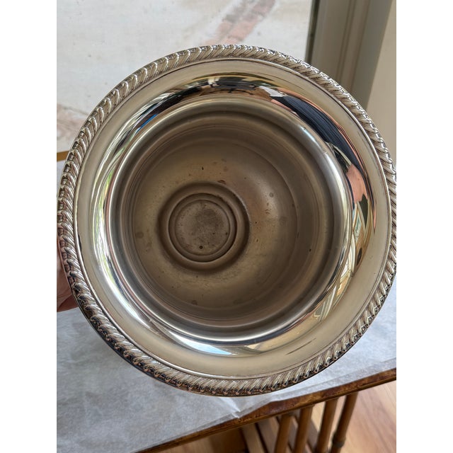 Mid 20th Century Vintage Wm. Rogers Silverplate Champagne Cooler / Wine Cooler With Rope Rim and Scroll Handles For Sale - Image 5 of 6