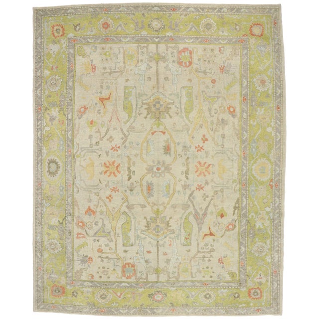 Colorful Oushak Turkish Rug, 11'10 X 14'11 For Sale - Image 9 of 9