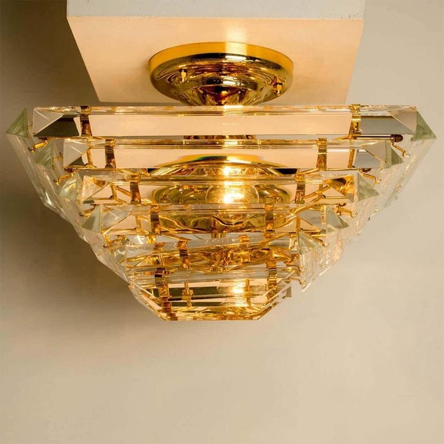Clear and Gold Glass Pyramid Flush Mount in the style of Venini, 1970s For Sale - Image 14 of 18