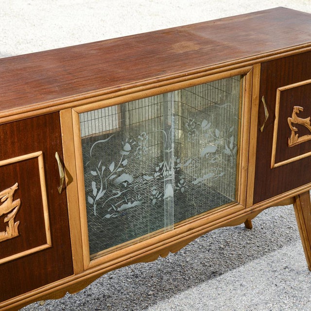 Two-Tone Bar Cabinet Sideboard with Carved Cevi, Italy, 1960s For Sale - Image 16 of 18