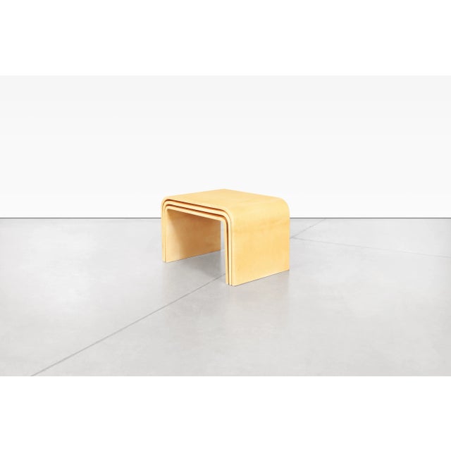 Aldo Tura Vintage Italian Modern Goatskin Waterfall Nesting Tables by Aldo Tura, 1970s For Sale - Image 4 of 12